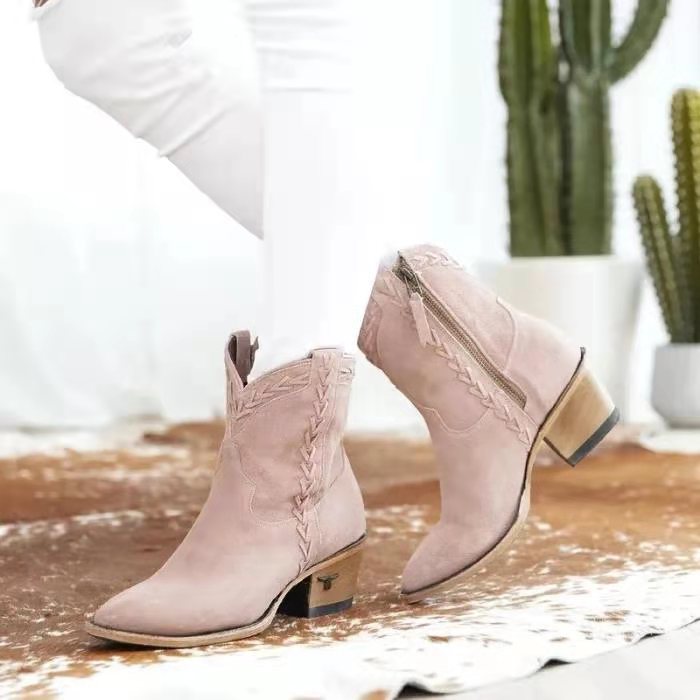 Women's Winter High Heel Joker Boots Thick Low Heel