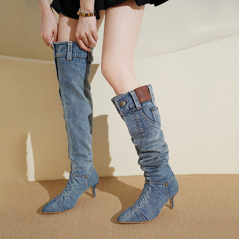 Women's Wasteland Cowboy Boots Pointed Toe Stiletto Heel Wide Tube
