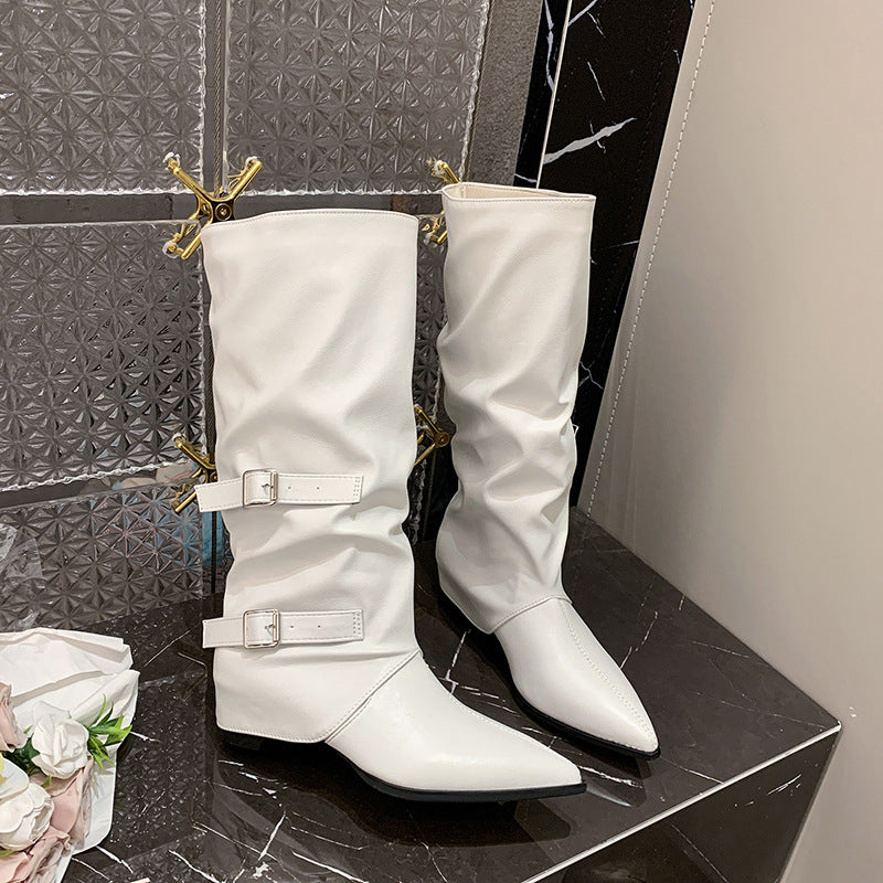 Women's Knee High British Style Pointed Retro Boots