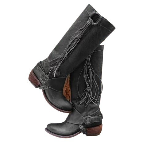 Women's Square Heel Knee High Boots with Comfortable Low Heel