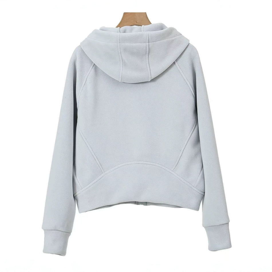 Women's Short Zipper Hoodie Slim Fit Winter Sweatshirt