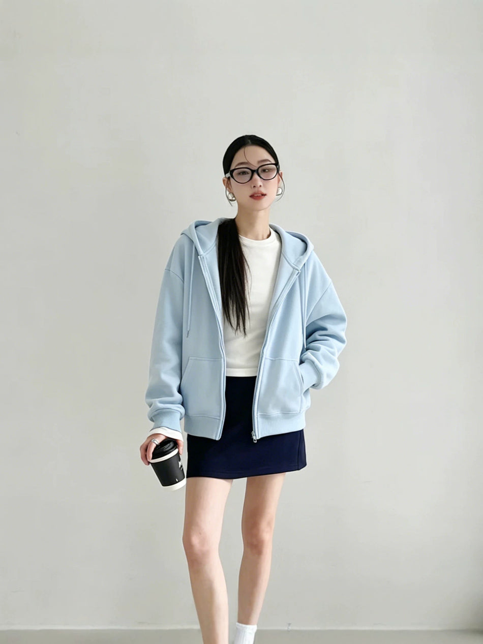 Women's Cotton Zipper Jacket Thick Loose Casual Sweatshirt