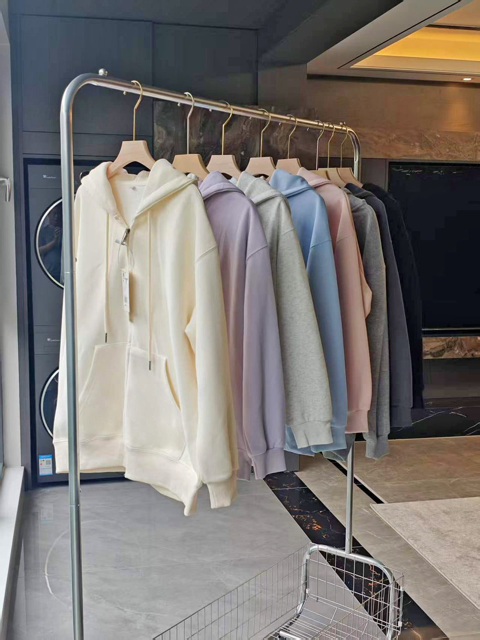 Women's Korean Style Loose Hooded Sweater Coat Candy Color