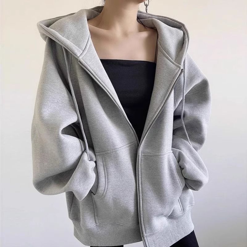Women's Oversized Retro Hooded Sweatshirt 520g Heavyweight Jacket