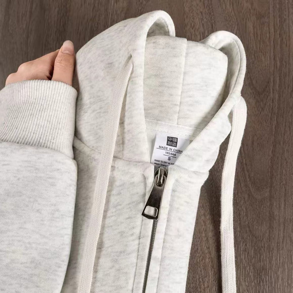 Unisex 500g Heavyweight Fleece Lined Zip Up Hoodie Jacket