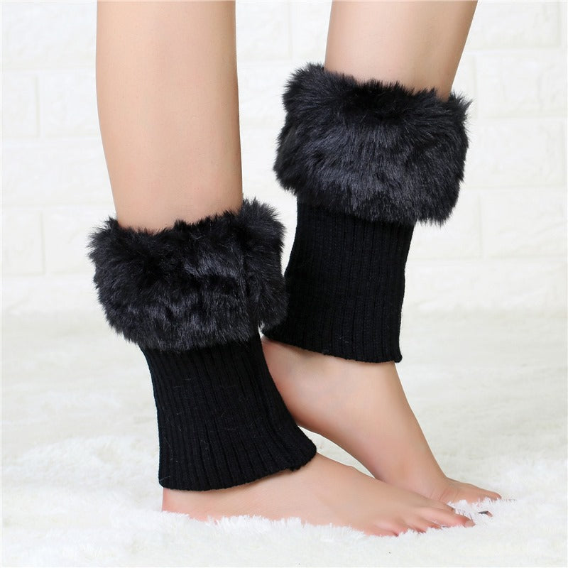 Women's Short Plush Warm Knit Socks and Boot Covers