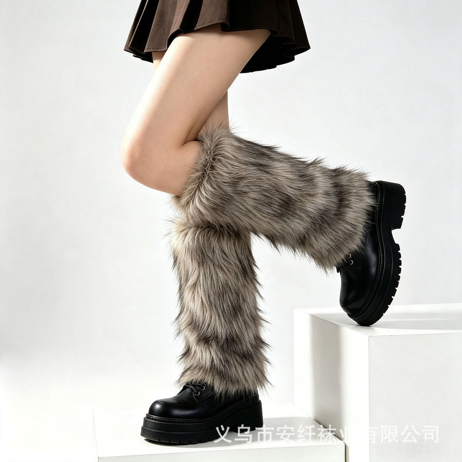 Women's Long Flared Pile Socks Warm Fur Leg Covers