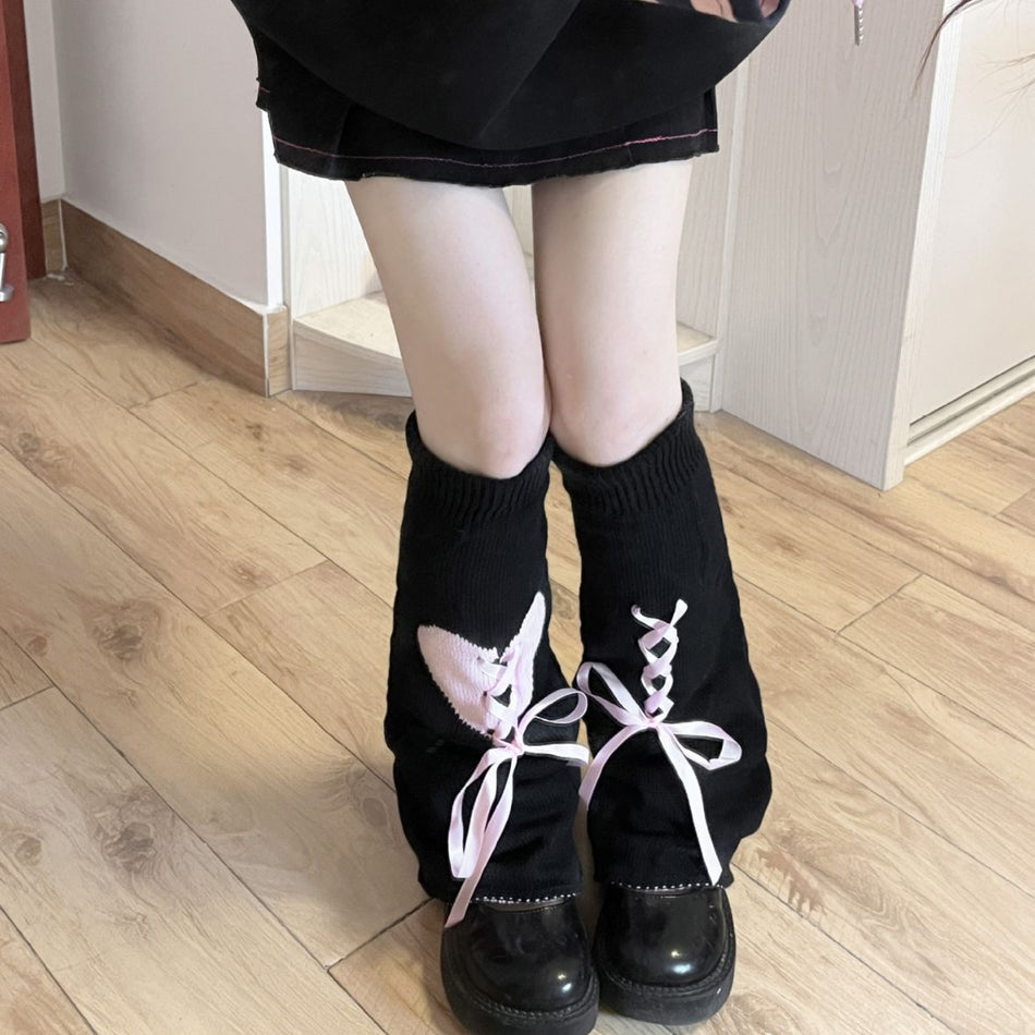 Women's Y2K Lolita Bow Hollow-Out Calf Leg Warmers