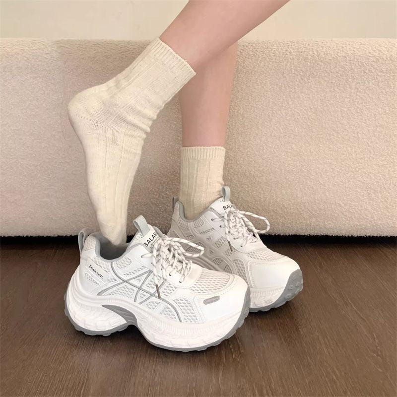 Women's Thick Sole Mesh Breathable Chunky Sneakers