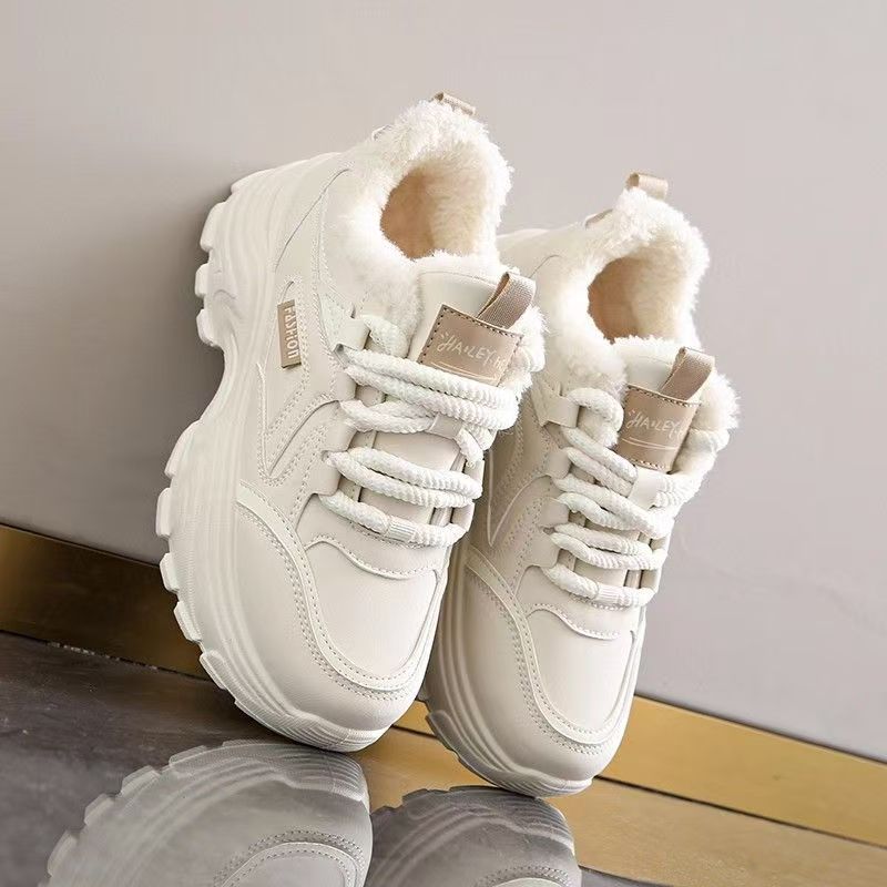 Women's Fleece Lined Thick Sole Height Increasing Dad Shoes