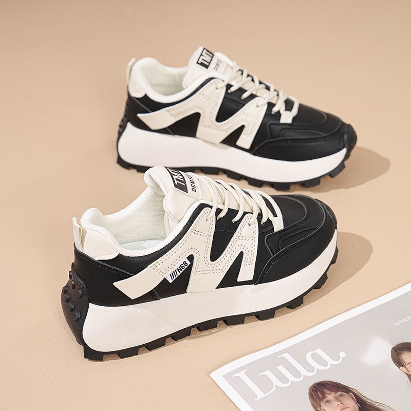 Women's Korean Style White Thick Sole Breathable Sports Shoes