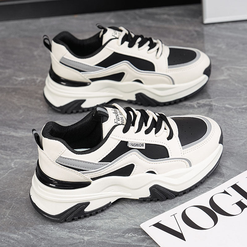 Women's Leather Dad Sneakers Soft Feel Casual Sports Shoes
