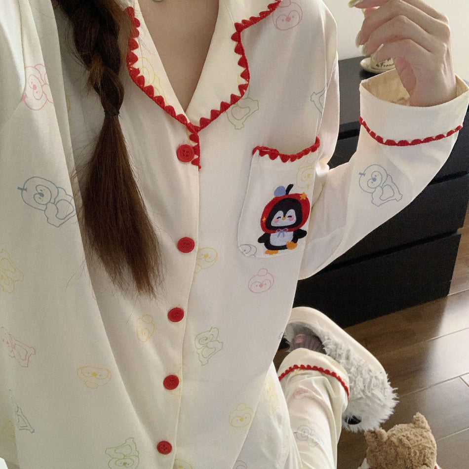 Women's 100% Cotton Long Sleeve Pajama Set for Spring Autumn