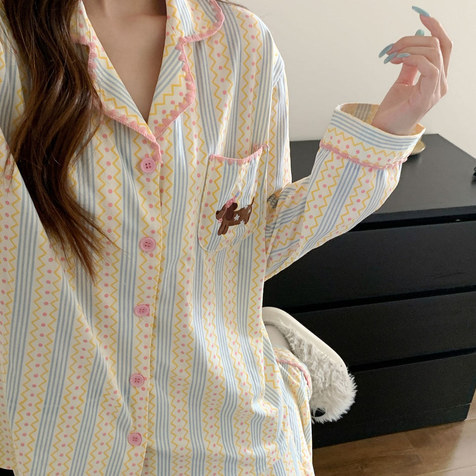 Women's Cotton Sausage Dog Long Sleeve Pajama Set