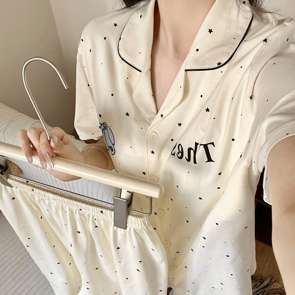 Women's Pure Cotton Loose Fit Three-Piece Pajama Set