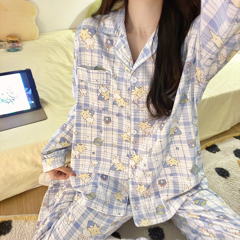 Women's Pure Cotton Miffy Rabbit Plaid Pajama Set