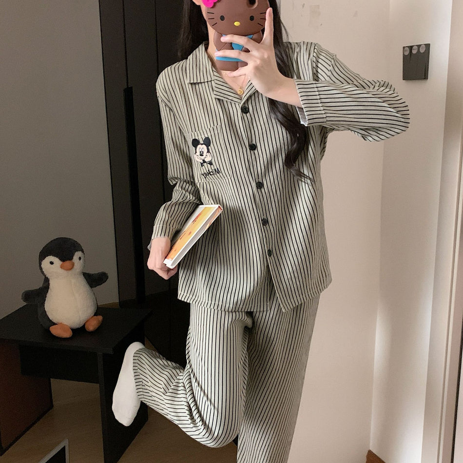 Women's Tencel Cotton Mickey Long Sleeve Pajama Set