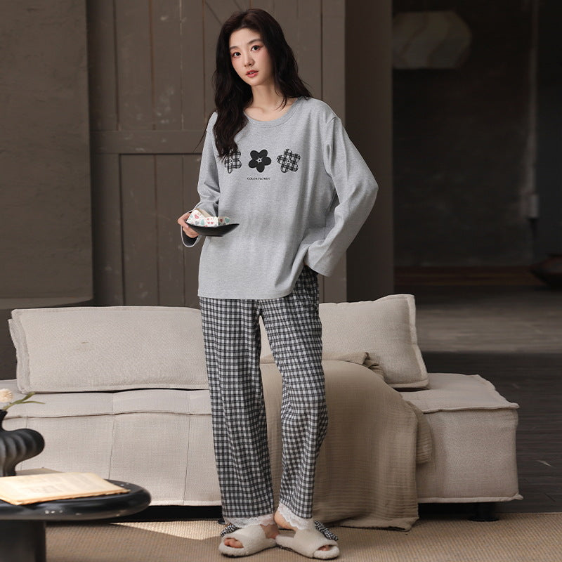 Women's Cotton Long Sleeve Pullover Pajama Set
