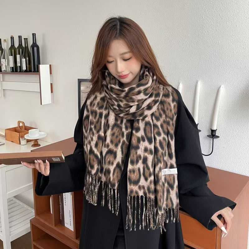 Women's Retro Leopard Print Thin Scarf Shawl