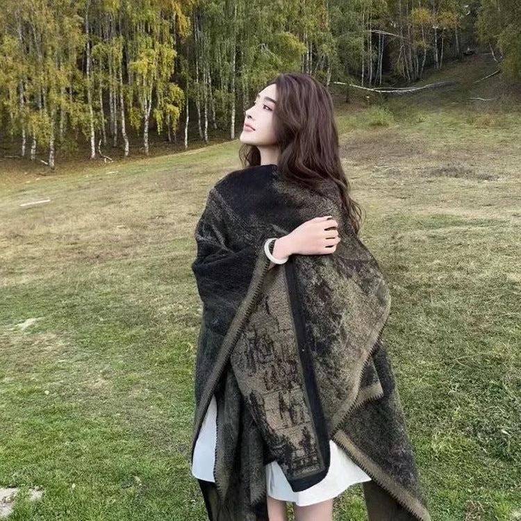 Women's Autumn Winter Travel Shawl Warm Outerwear Wrap