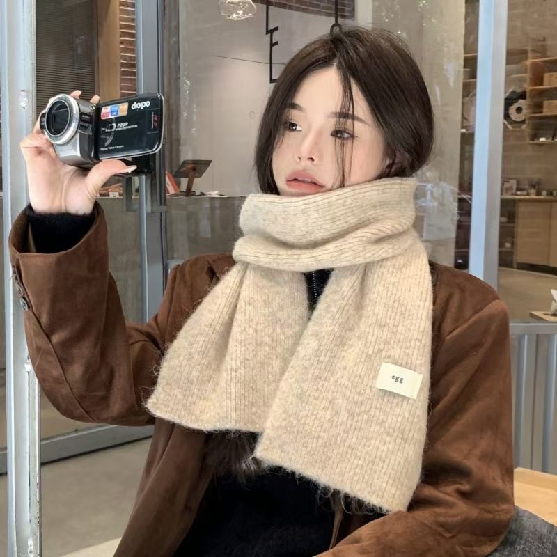 Women's Solid Color Wool Blend Knitted Warm Scarf