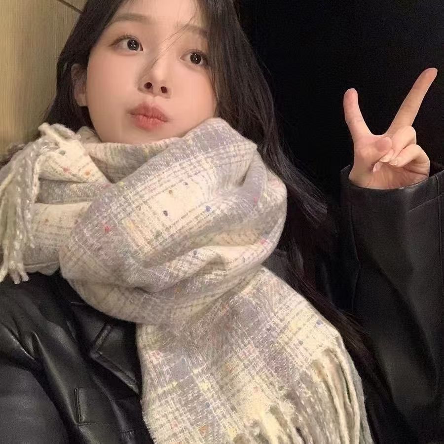Women's Korean Style Plaid Warm Winter Neck Scarf
