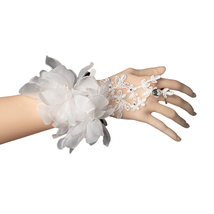 Women's Lace Flower Bridal Wedding Gloves for Parties