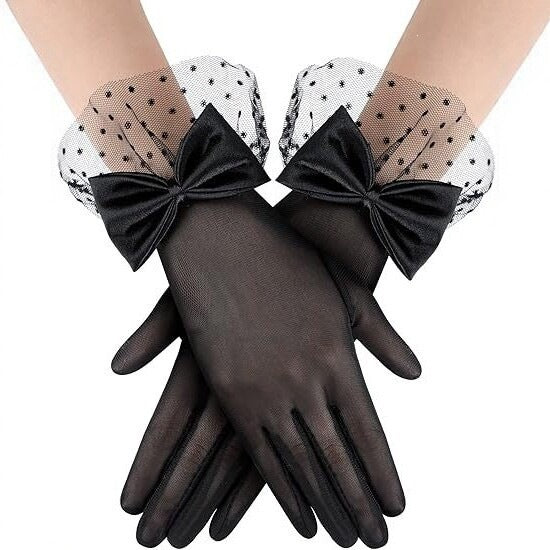 Women's Lace Bowknot Gloves Elegant Summer Accessory