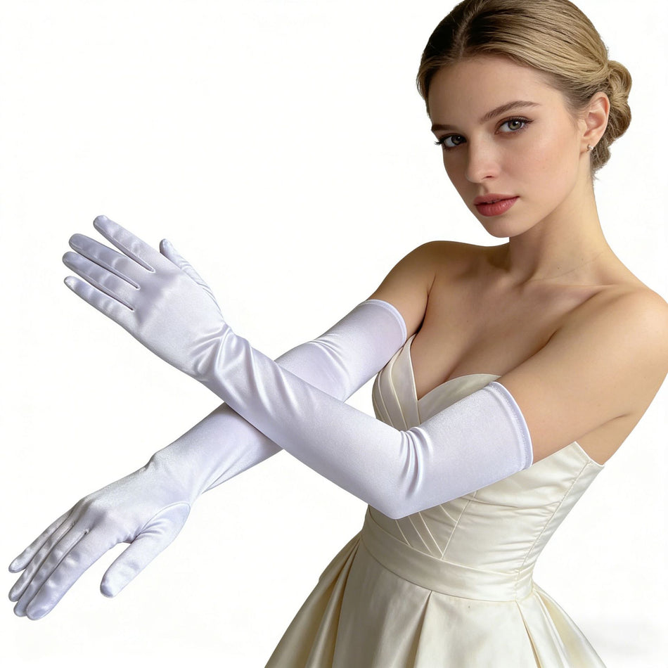 Women's Long Satin Vintage Bridal Dance Gloves