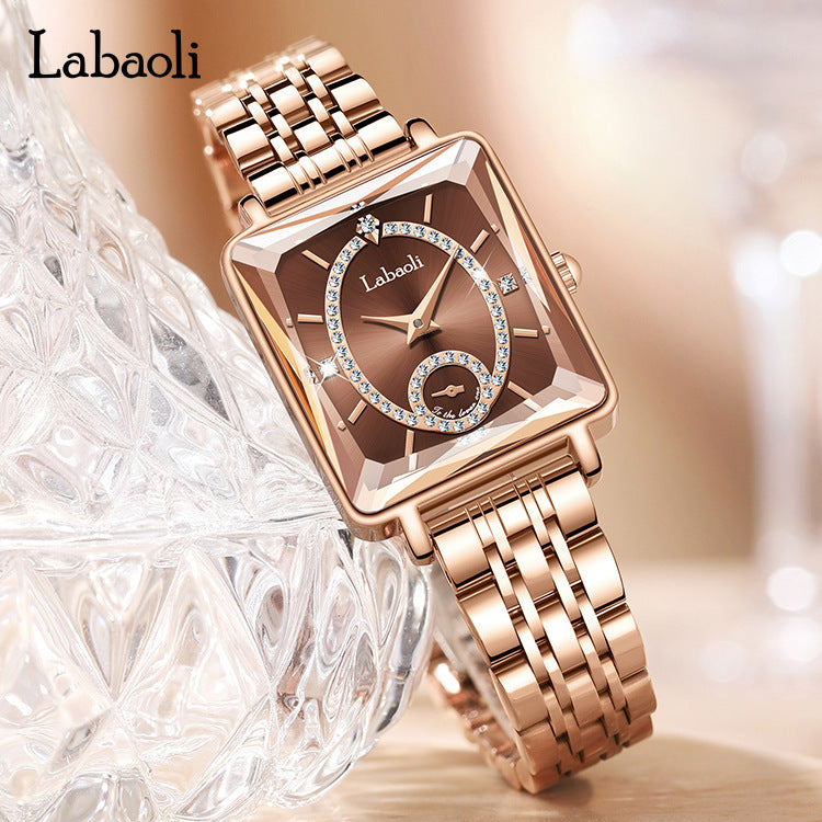 LaBaoli Women's Square Quartz Watch with Stainless Steel Band