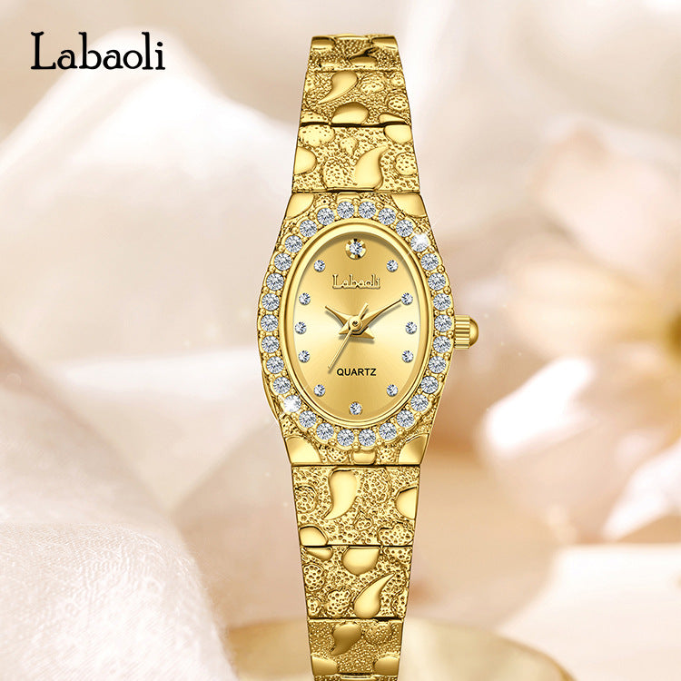 Women's Diamond-Encrusted Quartz Watch with Waterproof Design