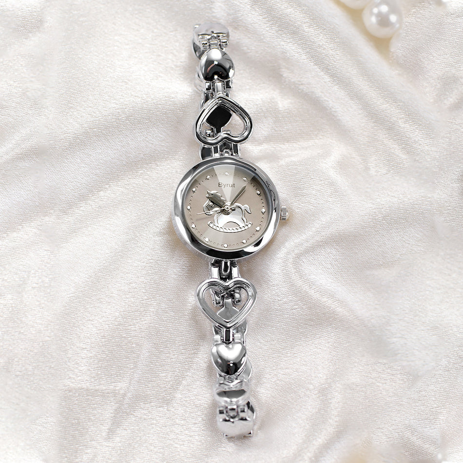 Women's Pony Heart Bracelet Quartz Watch with Waterproof Design