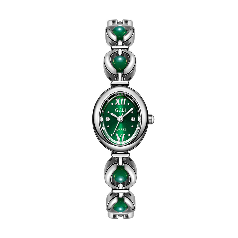Gedi Women's Emerald Beaded Bracelet Quartz Watch