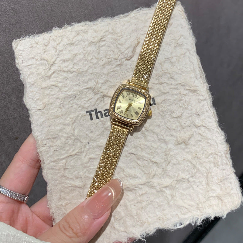 Women's Square Dial Wheat Ear Mesh Strap Fashion Watch