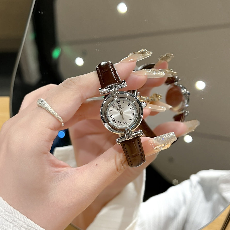 Women's Vintage Small Dial Waterproof Watch with Simple Style