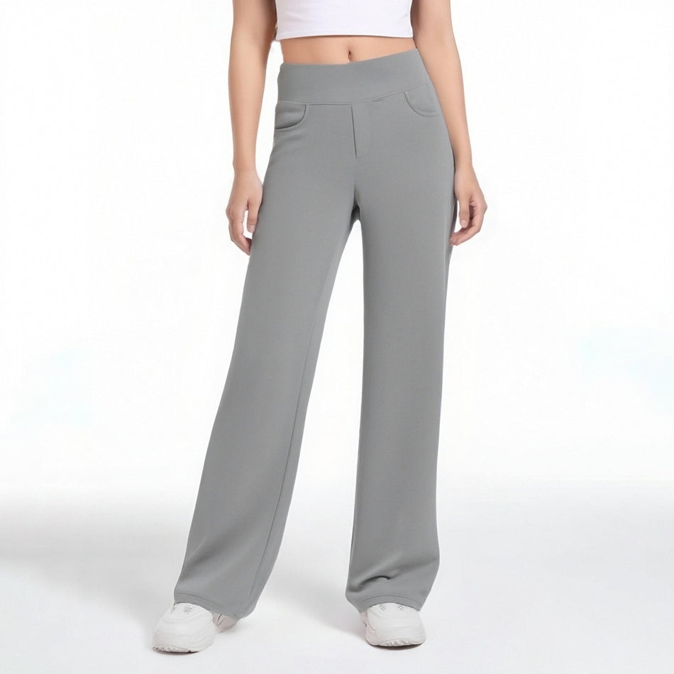 Women's High-Waisted Straight-Leg Yoga Pants with Pockets