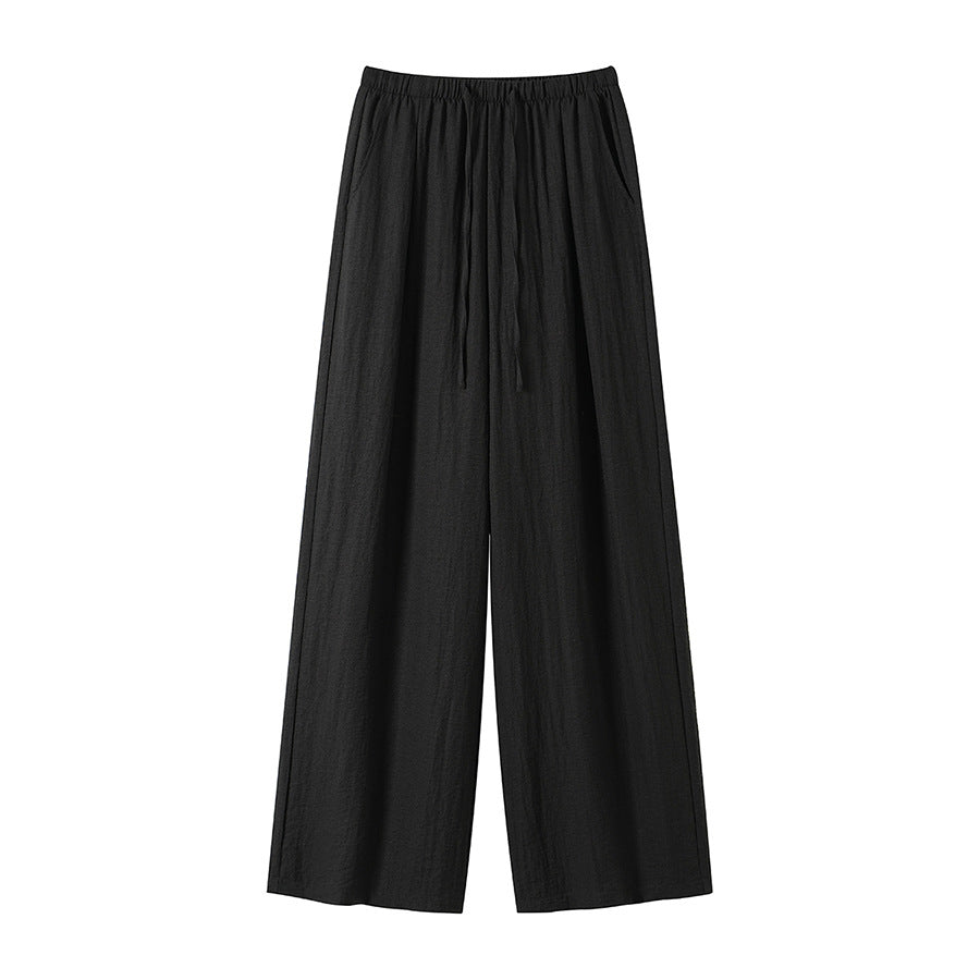 Women's Cotton-Linen Straight-Leg Pants with Refined Wide Cut