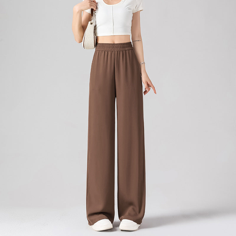 Petite Women's High-Waist Draped Ice Silk Suit Pants