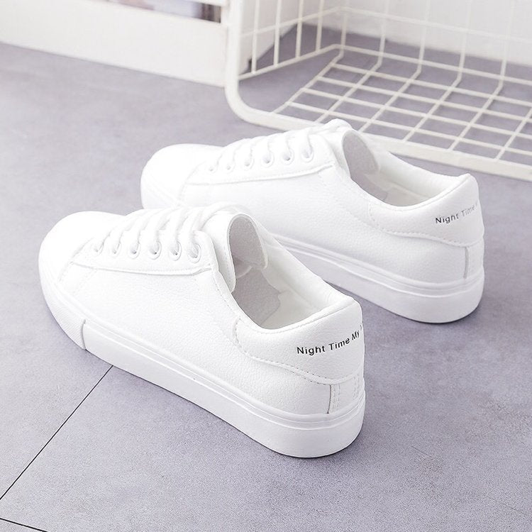 Women's White Low-Top Korean Style Casual Sports Shoes