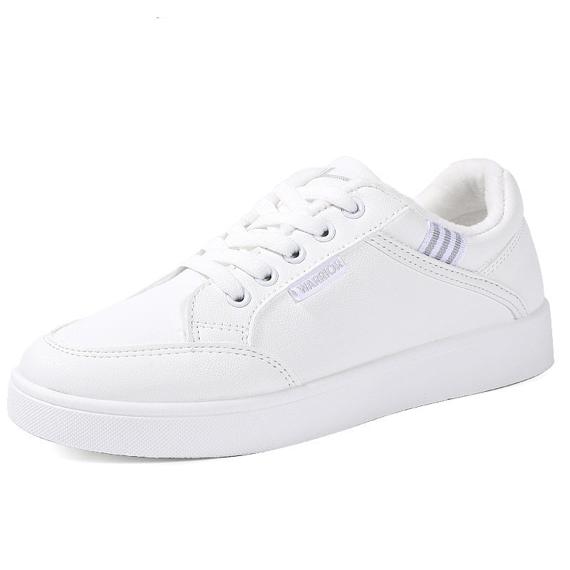 Women's White Leather Sneakers with Casual Pull-Back Design