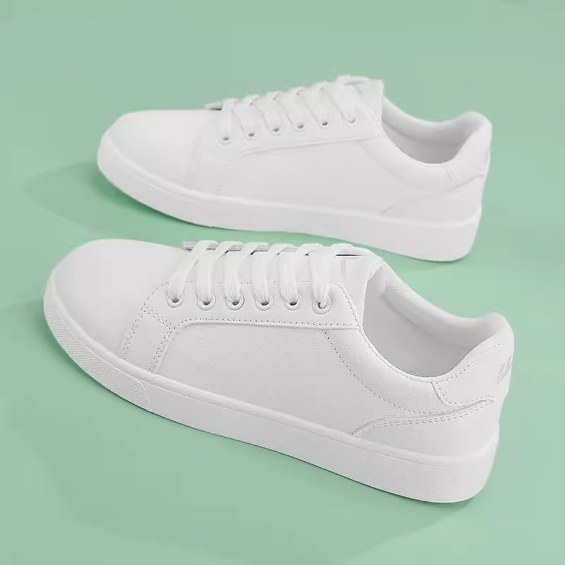 Women's White Color-Block Sneakers with Pull-Back Design