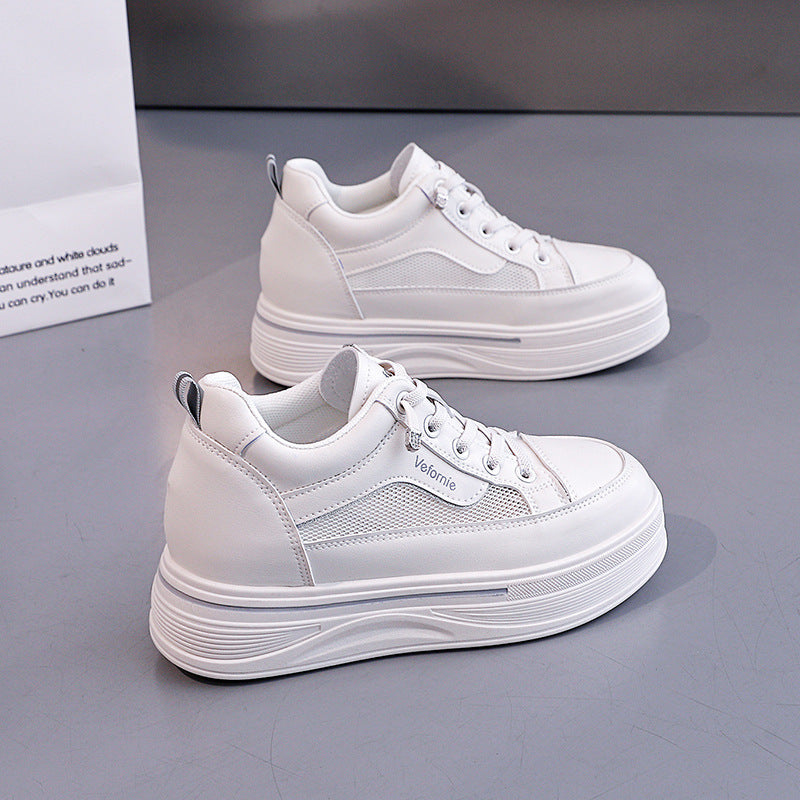 Women's Lightweight Breathable White Height-Increasing Sneakers