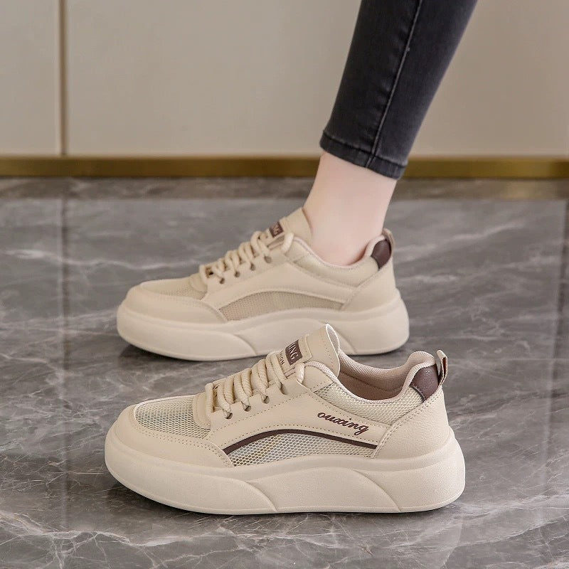 Women's Korean-Style Hollow-Out Mesh Thick-Sole Sneakers
