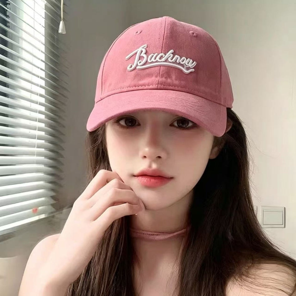 Unisex Korean-Style Wide-Brim Lettered Baseball Cap