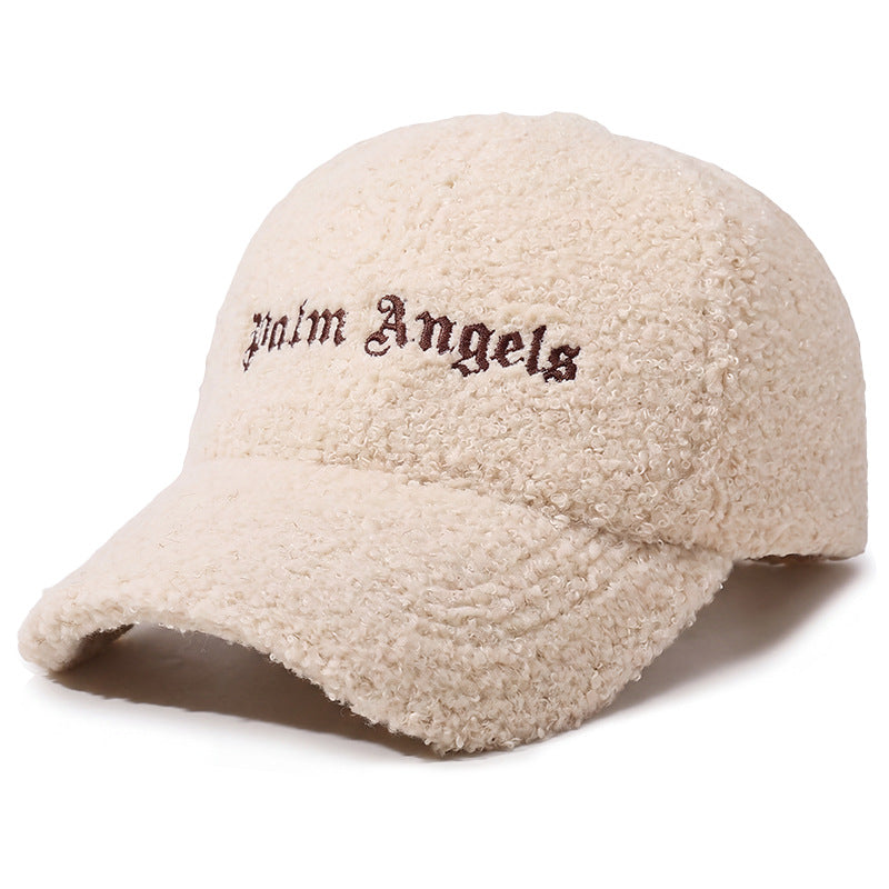 Women's Lamb Wool Fleece-Lined Embroidered Baseball Cap