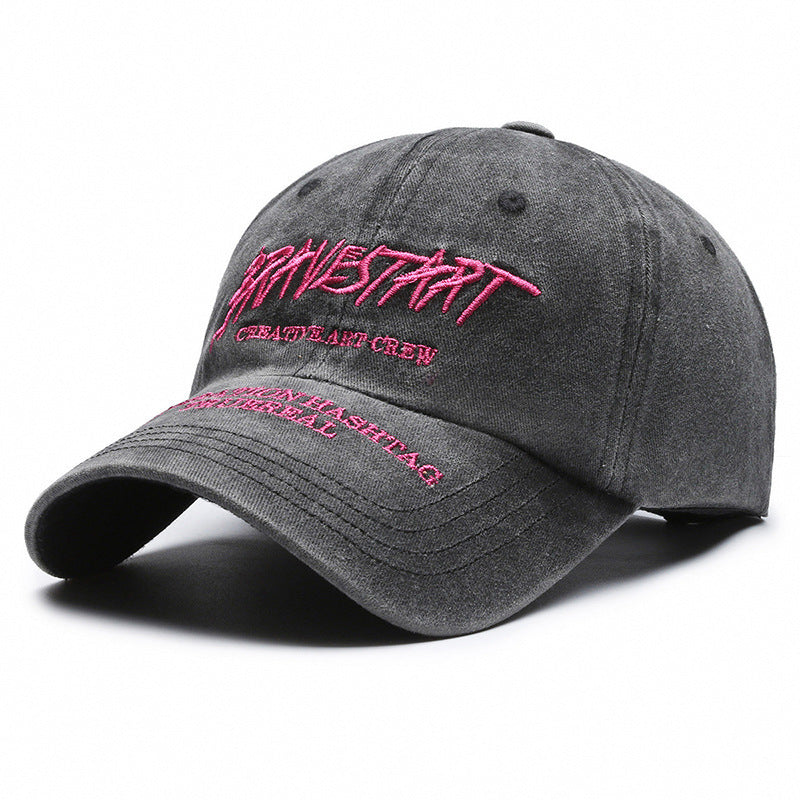 Unisex Faded Washed Vintage Letter Embroidered Baseball Cap