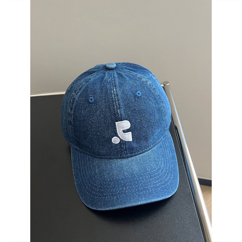 Unisex Washed Denim Deep-Crown Baseball Cap with Wide Brim