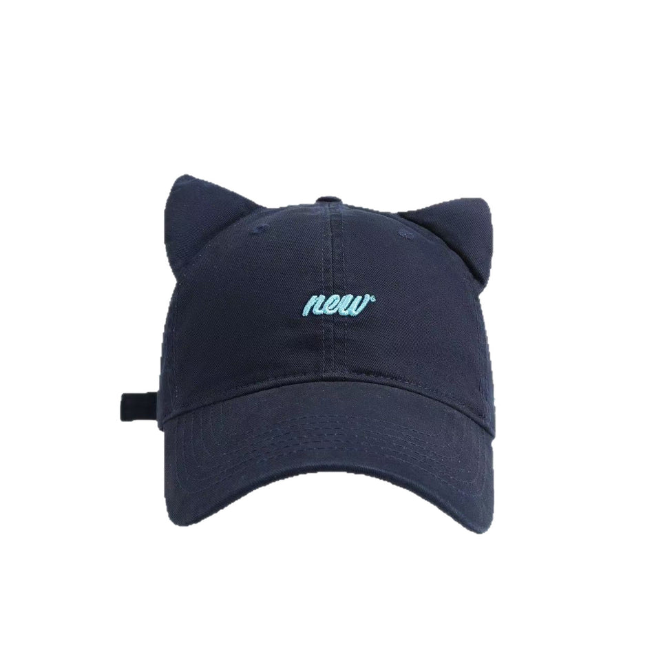 Unisex Korean-Style 3D Cat-Ear Letter Embroidered Baseball Cap