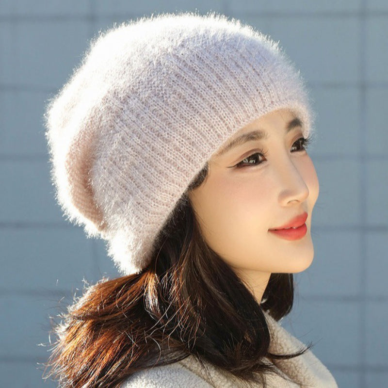 Double Layer Squirrel Fur Beanie Hat Korean Style Knit Beret