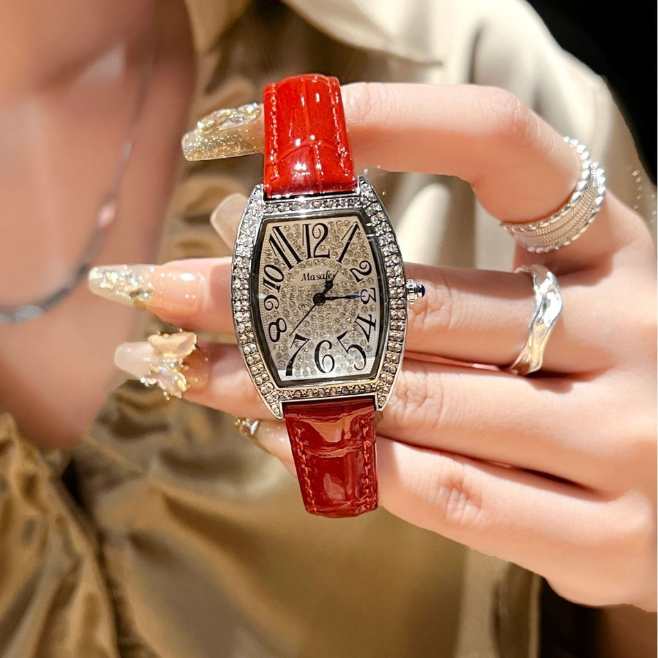 Women's Vintage Rectangle Leather Quartz Watch